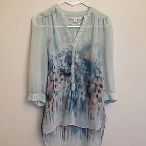 Lauren Conrad watercolor floral blouse with 3/4 sleeves. Size small